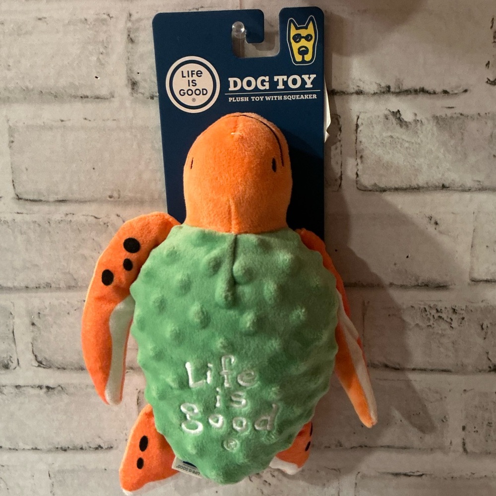 Life is Good Sea Turtle Dimple Plush Squeaker Dog Toy